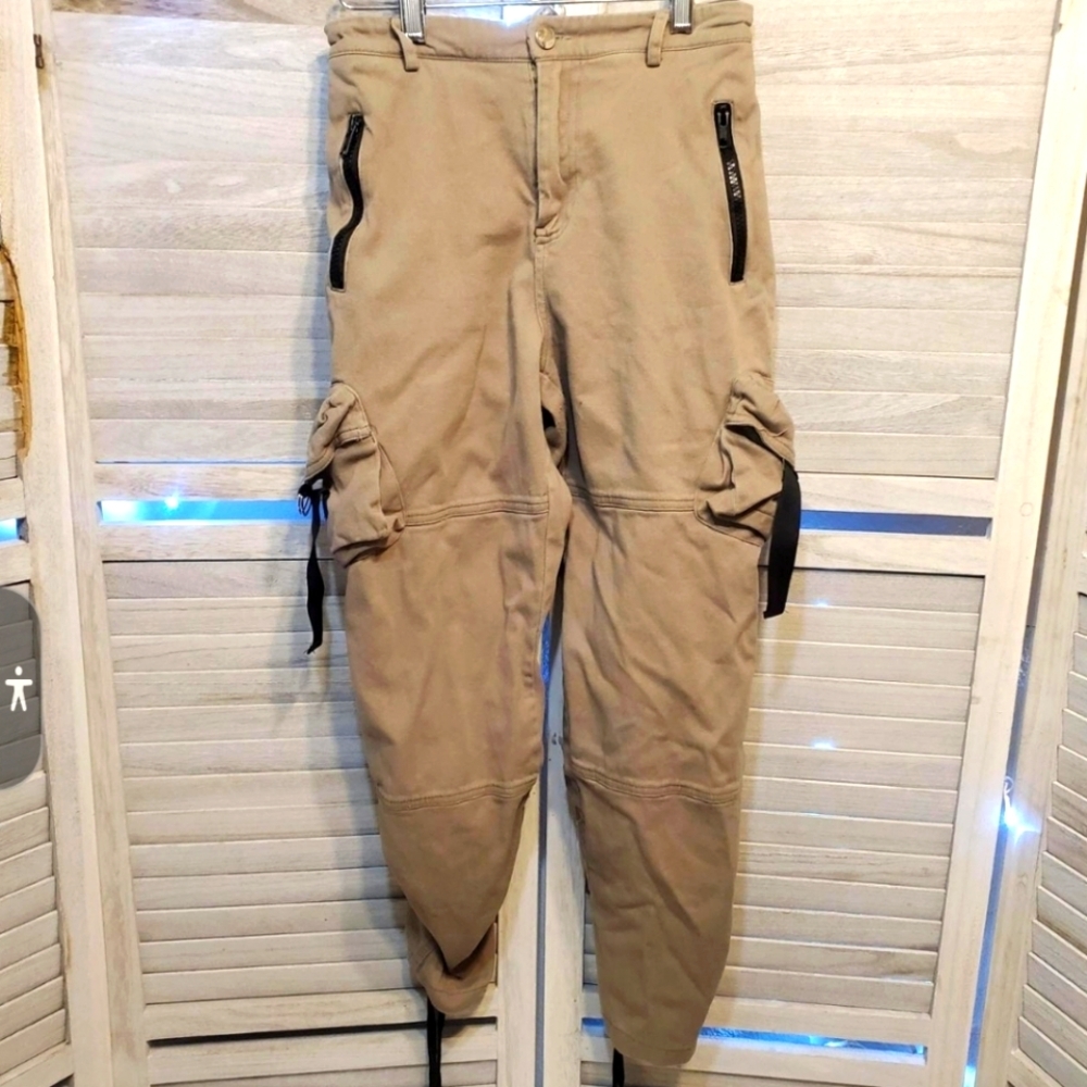 HOT & DELICIOUS Women's khaki Cargo Baggy Drawstring Legs Pants SIZE SMALL